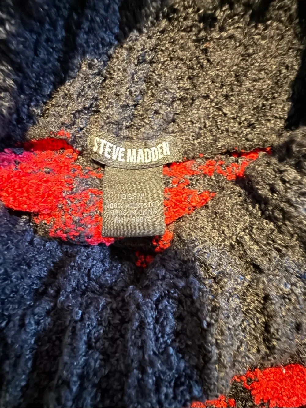 Steve Madden Red and Black Plaid Turtleneck Poncho